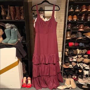 Abercrombie & Fitch Deep Red Maxi Dress